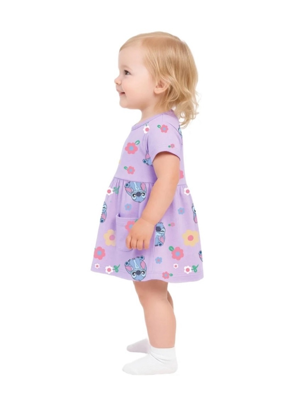 Disney Stitch Baby Girl Viscose Bamboo French Terry Floral  Dress And Panty Set - Picture 2 of 10